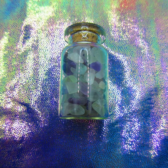 Fluorite Gemstone Chips In A Bottle Embellishments Natural Semi Precious - Picture 3 of 3